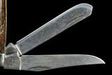 Pocketknife With Fossil Dinosaur Bone (Gembone) Inlays #115045-4